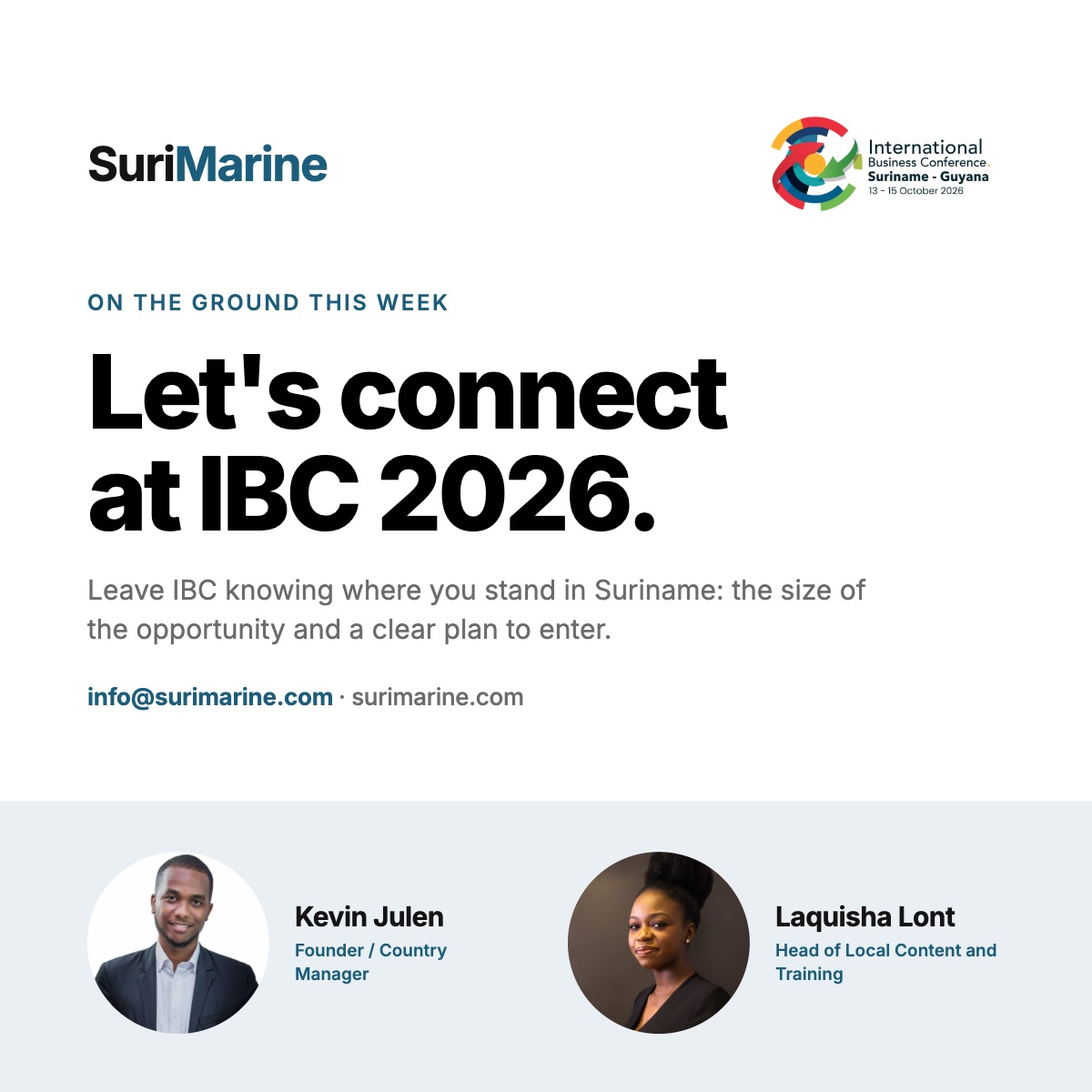 SuriMarine at IBC 2026: Kevin Julen and Laquisha Lont, on the ground this week
